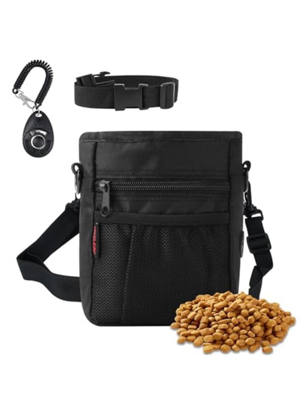 Dog Treat Pouch Magnetic Closure Dog Clicker- Black